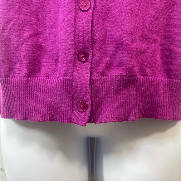 August Silk Heritage Short Sleeve Button Up Purple Cardigan Large - Picture 2 of 7